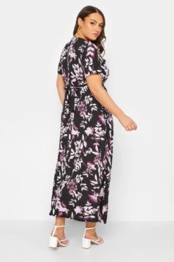 YOURS - Robe Noire Feuilles Roses Cache-Coeur -GrandeTendance Boutique 6e72a060 6bcb 42 137434 C