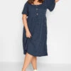 LIMITED COLLECTION - Robe Bleue Marine Midi En Jersey Manches Amples -GrandeTendance Boutique 6ea4d207 378b 4d 215630 A
