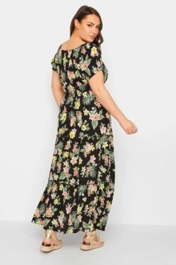 YOURS - Robe Noire Maxi Floral Tropical Volanté 11 YOURS - Robe Noire Maxi Floral Tropical Volanté -GrandeTendance Boutique 6f10404e a9ae 4e 137324 C