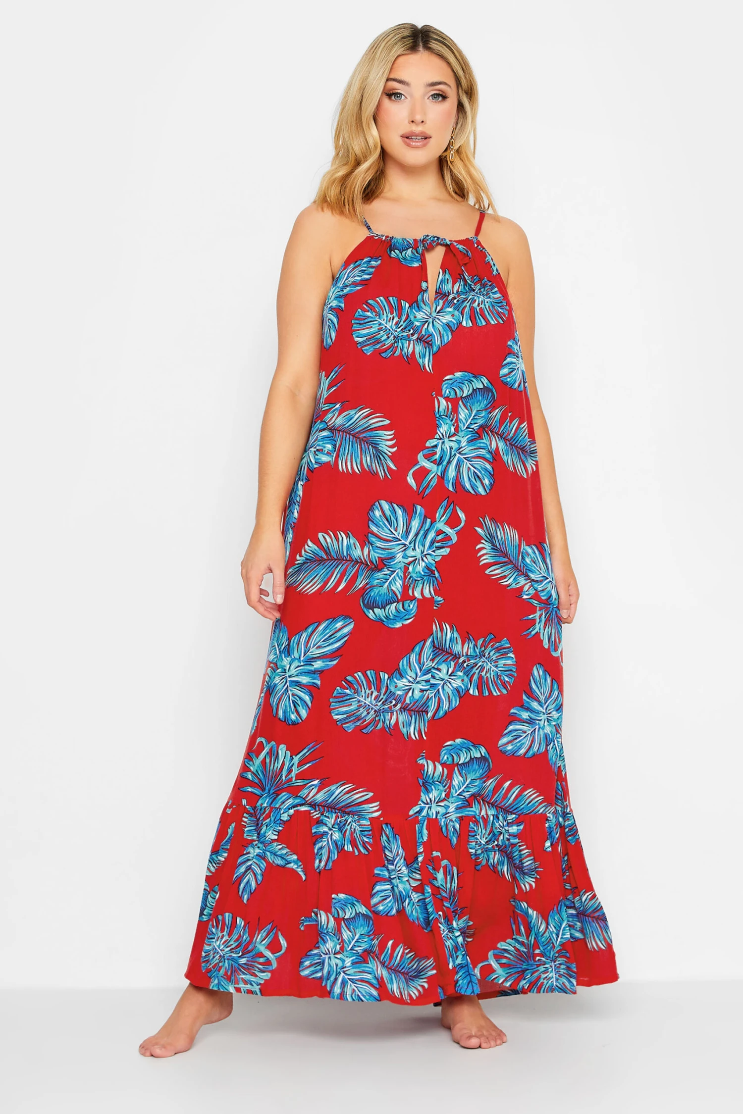 YOURS - Robe De Plage Tropicale Rouge & Bleue 3 YOURS - Robe De Plage Tropicale Rouge & Bleue