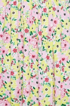 YOURS - Robe Plissée Maxi Jaune & Rose En Floral -GrandeTendance Boutique 71de845b 9ce5 4f 137342 Z