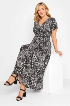 YOURS - Robe Noire Maxi Cache-Coeur Imprimé Paisley -GrandeTendance Boutique 7226b5a4 a58a 4d 302074 B
