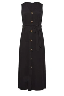YOURS - Robe Noire Boutonnée Maxi En Jersey -GrandeTendance Boutique 723844f5 b1da 4f 137543 X