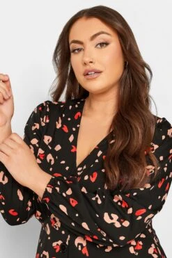 Robe Noire Midi Léopard Manches Longues -GrandeTendance Boutique 72fdf40b 21af 4d 137215 D