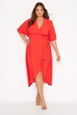 YOURS LONDON - Robe Rouge Coupe Portefeuille