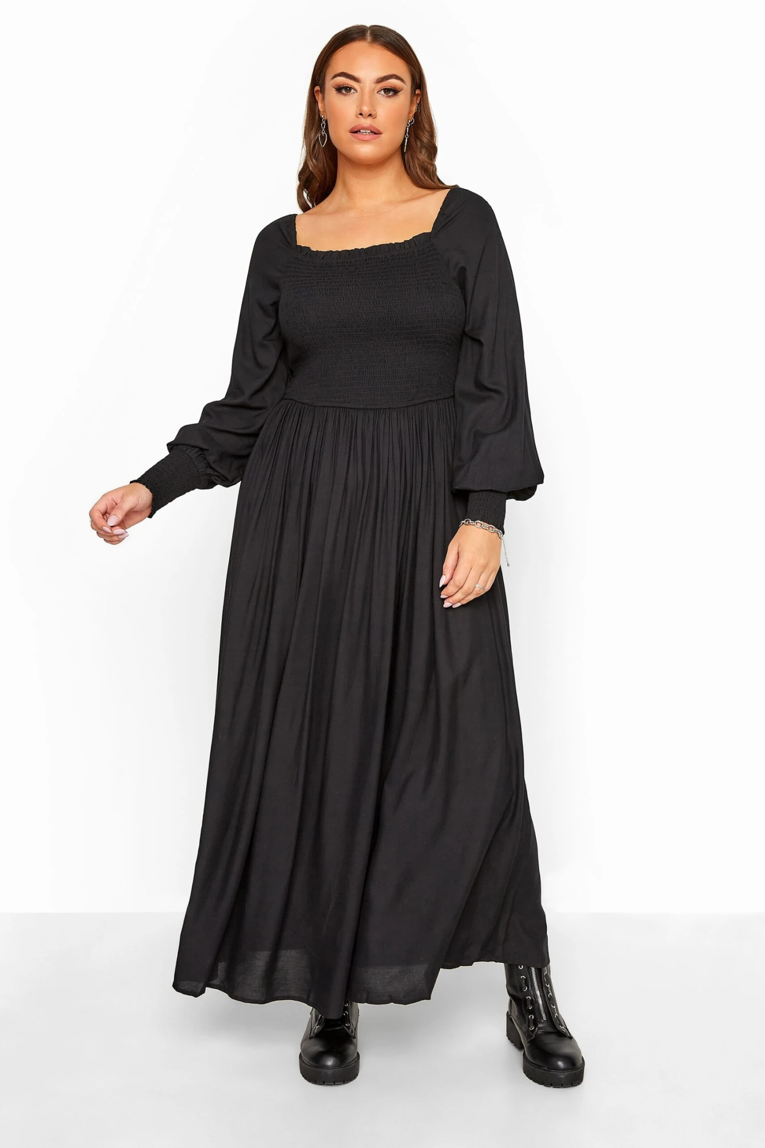 YOURS - Robe Noire Maxi Plissée Volantée 3 YOURS - Robe Noire Maxi Plissée Volantée