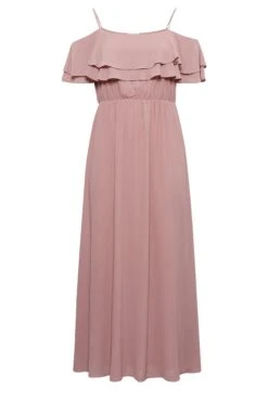YOURS LONDON - Robe Rose Bardot Volanté Mousseline Demoiselle D'Honneur -GrandeTendance Boutique 74488e0f 08be 48 161880 X