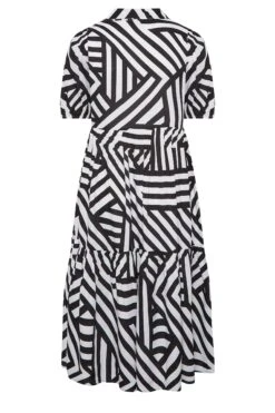 YOURS - Robe Midi Noire & Blanche Rayures Boutonnée -GrandeTendance Boutique 74b296d1 fe4c 4c 137551 Y