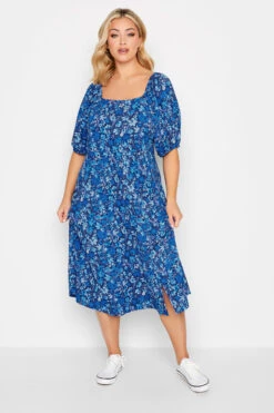 YOURS - Robe Midaxi Bleue Floral En Jersey
