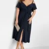 YOURS LONDON - Robe Bardot Cache-Coeur Bleue Marine