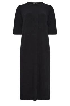 YOURS - Robe T-Shirt Noire Nervurée à Fentes -GrandeTendance Boutique 75c58fdc 9eea 47 137545 X