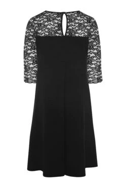 YOURS LONDON - Robe Noire Midi Encolure & Manches En Dentelle -GrandeTendance Boutique 7689eb7c 22f3 49 162027 Y