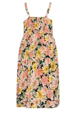 YOURS - Robe D'Été Noire Floral Jaune & Rose Saumon Boutonnée -GrandeTendance Boutique 768b8a02 aebf 45 137396 Y