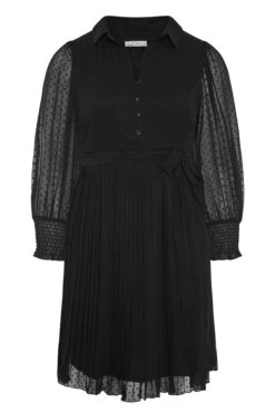 YOURS LONDON - Robe Noire Plissée Manches à Pois -GrandeTendance Boutique 76b127be ef30 42 157636 F