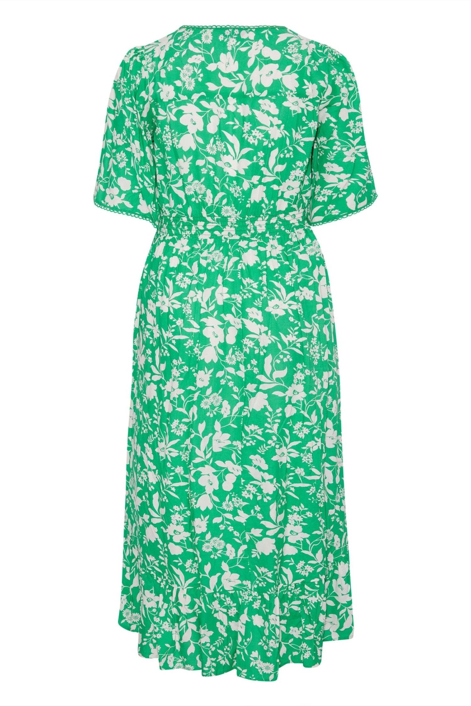 Robe Verte Floral Ourlet Plongeant Volanté 9 Robe Verte Floral Ourlet Plongeant Volanté – Image 7