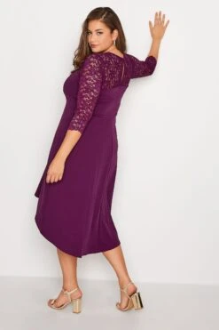 YOURS LONDON - Robe Bordeaux Midi Encolure & Manches Dentelle -GrandeTendance Boutique 77ce813f 78f9 48 161544 D