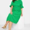 YOURS - Robe Midi Verte Texturée Smocké Manches Courtes -GrandeTendance Boutique 78ae0fb9 2b96 42 137507 A