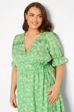 Robe Verte Pâquerettes Manches Volantées En Cache-Coeur -GrandeTendance Boutique 7903b786 9024 4f 137159 D