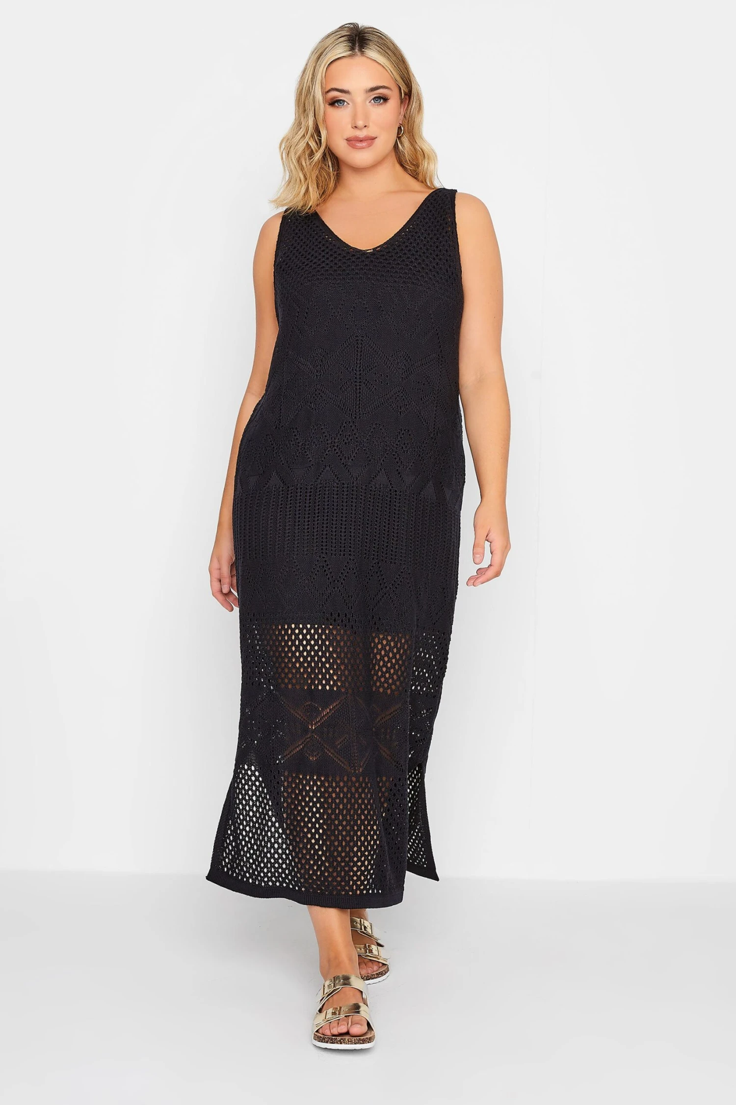 YOURS - Robe Midaxi Noire Crochet Manches Longues 4 YOURS - Robe Midaxi Noire Crochet Manches Longues – Image 2