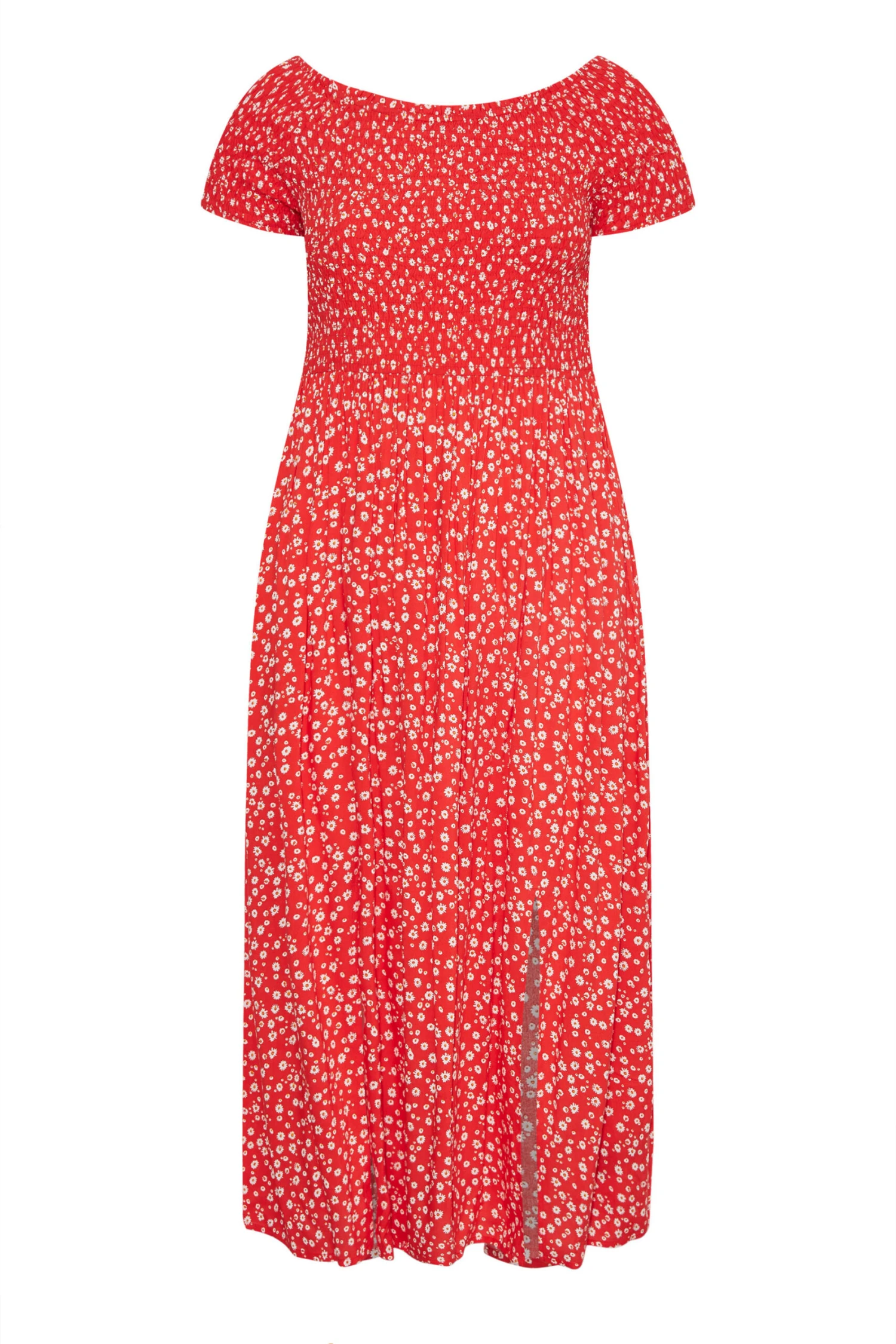 YOURS - Robe Rouge Petites Fleurs En Bardot Manches Courtes 8 YOURS - Robe Rouge Petites Fleurs En Bardot Manches Courtes – Image 6