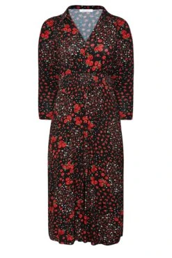 YOURS LONDON - Robe Maxi Plissée Rouge & Noire Floral -GrandeTendance Boutique 7bad0144 bc45 4f 161939 X