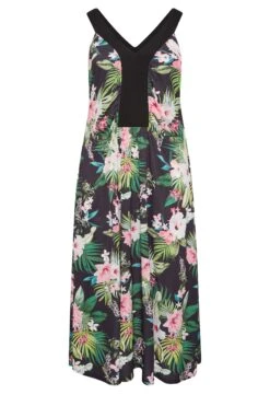 YOURS LONDON - Robe En Jersey Maxi Verte & Rose Tropical -GrandeTendance Boutique 7c10eb58 9b5c 4d 162186 X