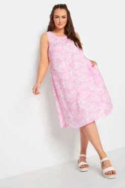 YOURS - Robe Rose Clair Volanté Coupe Droite Tie & Dye