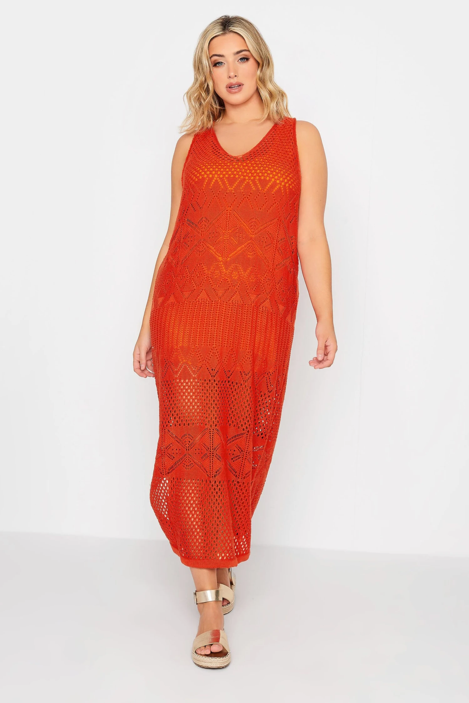 YOURS - Robe Midaxi Rouge Crochet Manches Longues 4 YOURS - Robe Midaxi Rouge Crochet Manches Longues – Image 2