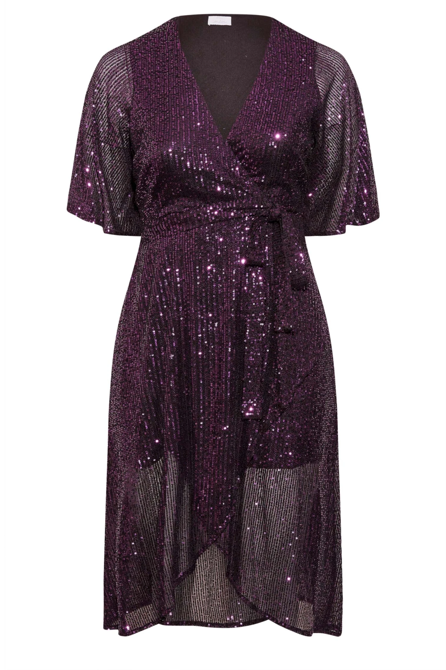 YOURS LONDON - Robe Violette Cache-Coeur Sequins Manches Courtes 8 YOURS LONDON - Robe Violette Cache-Coeur Sequins Manches Courtes â Image 6