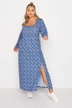 LIMITED COLLECTION - Robe Bleue Roi Floral Violet Manches Longues