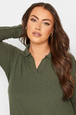 Robe Midi Verte Kaki Nervurée à Fente -GrandeTendance Boutique 7f0d01ab 0d09 49 137256 D