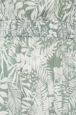 Robe Verte Maxi Imprimé Floral Tropical Manches Courtes -GrandeTendance Boutique 7f40fe87 8593 40 137422 Z