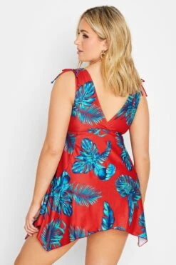 YOURS - Robe De Bain Rouge Tropicale Feuilles Bleues Volanté -GrandeTendance Boutique 7f9a086d 0482 43 150269 C
