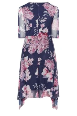 YOURS LONDON - Robe Midi En Mousseline Bleue Floral Rose -GrandeTendance Boutique 80336d79 9a9e 4c 162118 Y