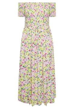 YOURS - Robe Plissée Maxi Jaune & Rose En Floral -GrandeTendance Boutique 80cb6227 35d7 40 137342 X