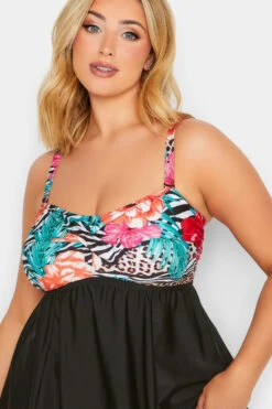 YOURS - Robe De Bain Noire & Tropical Ourlet Roulanté 17 YOURS - Robe De Bain Noire & Tropical Ourlet Roulanté -GrandeTendance Boutique 8278d970 891b 46 150302 D