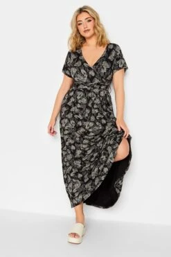 YOURS - Robe Noire Maxi Cache-Coeur Design Feuilles -GrandeTendance Boutique 82e2f195 4c39 4e 301910 B