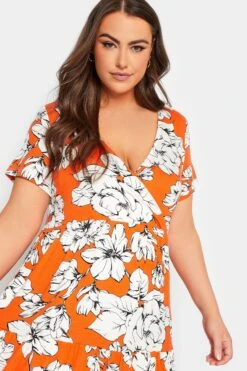 YOURS - Robe Orange Cache-Coeur Manches Courtes -GrandeTendance Boutique 8486df1c 8d5d 4b 301895 D