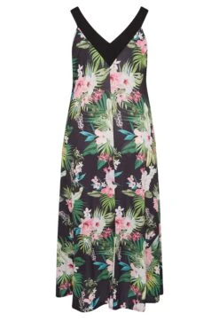 YOURS LONDON - Robe En Jersey Maxi Verte & Rose Tropical -GrandeTendance Boutique 852ef493 4af2 44 162186 Y