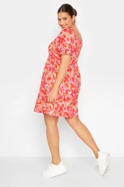 LIMITED COLLECTION - Robe Orangée Design Abstrait Smocké Volanté Encolure Coeur -GrandeTendance Boutique 85c0b488 43a0 49 215538 C