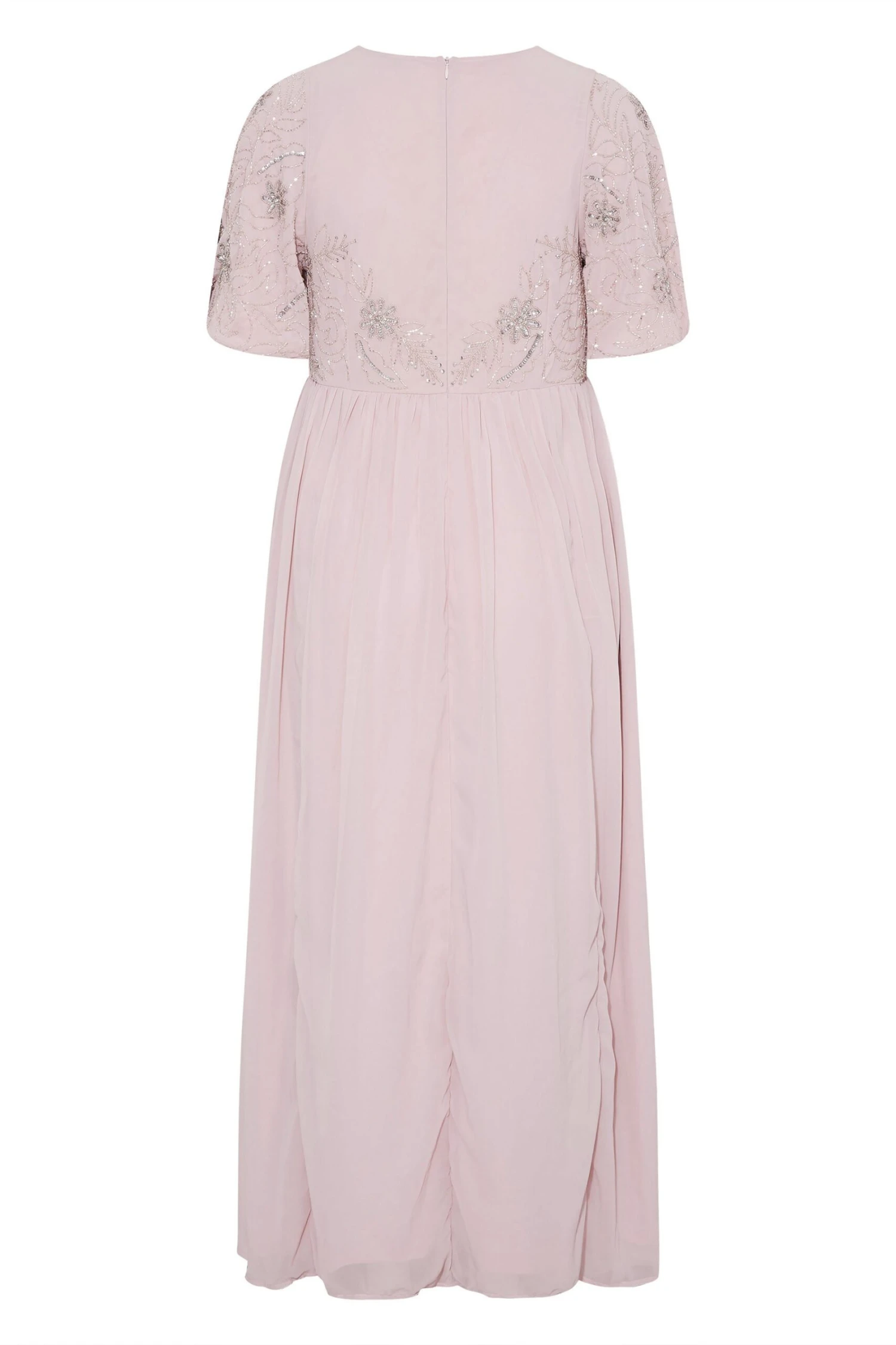 LUXE - Robe Rose Poudrée Floral Empiècement Perles 8 LUXE - Robe Rose Poudrée Floral Empiècement Perles – Image 6