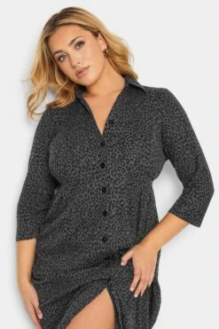 YOURS - Robe Noire Midi Boutonnée Léopard -GrandeTendance Boutique 85dcf73a 6f8c 4b 174165 D