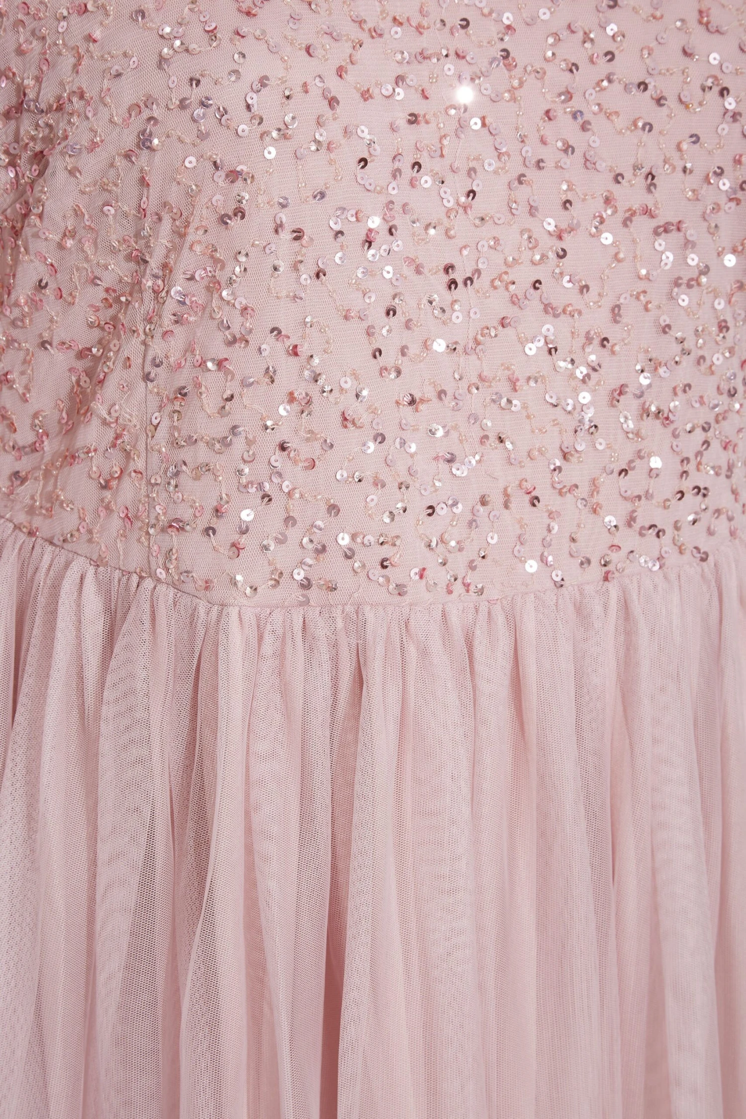 LUXE - Robe Rose Poudrée Empiècement Sequin & Tulle 7 LUXE - Robe Rose Poudrée Empiècement Sequin & Tulle – Image 5