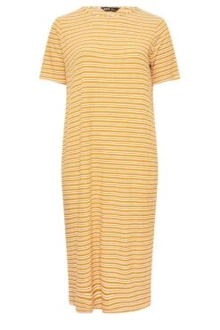 YOURS - Robe T-Shirt Maxi Orangée à Rayures -GrandeTendance Boutique 86e6062c 4e03 43 137566 X