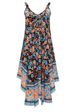 YOURS - Robe Noire Floral Bleu & Orange Ourlet Roulanté 15 YOURS - Robe Noire Floral Bleu & Orange Ourlet Roulanté -GrandeTendance Boutique 8771dc06 1152 4b 137346 Y
