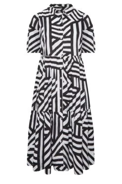 YOURS - Robe Midi Noire & Blanche Rayures Boutonnée -GrandeTendance Boutique 87af68c0 ab3b 41 137551 X
