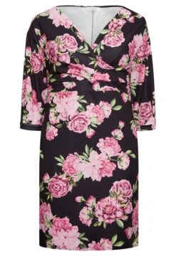 YOURS LONDON - Robe Noire Floral Rose Cache-Coeur -GrandeTendance Boutique 87fc8688 0006 4c 162044 X