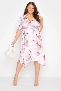 YOURS LONDON - Robe Rose Pâle Floral Design Portefeuille