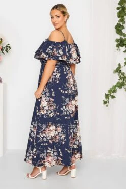 YOURS LONDON - Robe Bleue Marine Floral Style Bardot Demoiselle D'Honneur -GrandeTendance Boutique 887e2d97 4517 48 161955 C