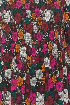 Robe Noire Floral Rétro Rose & Vert Manches En Ballons -GrandeTendance Boutique 88eed875 7d88 45 137240 Z